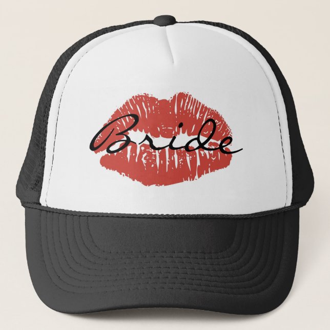 Red Lips Kiss Bride Hat (Front)