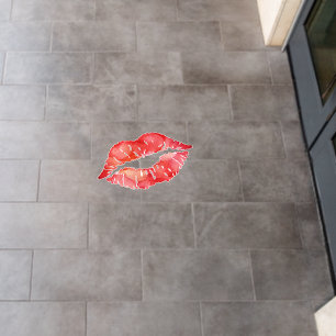 Red Lips Kiss Floor Decals