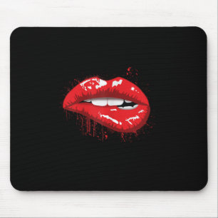 Red Lips Kiss Girl T Shirt Birthday Christmas Gift Mouse Pad