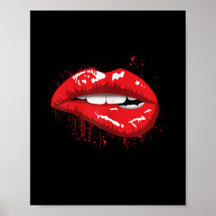 Red Lips Kiss Girl T Shirt Birthday Christmas Gift Poster