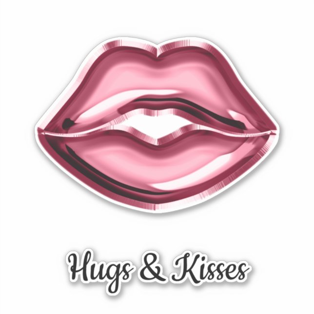 Red Lips Kiss Hearts Sticker (Front)