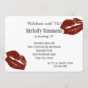 Red Lips Kiss Invitation