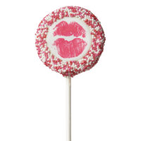 Red Lips Kiss Kisses Pattern Valentine's Day Love Chocolate Covered Oreo Pop
