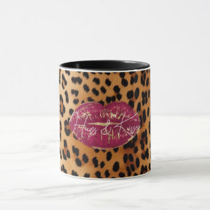 Red Lips Kiss Leopard  Mug