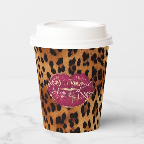 Red Lips Kiss Leopard  Paper Cups
