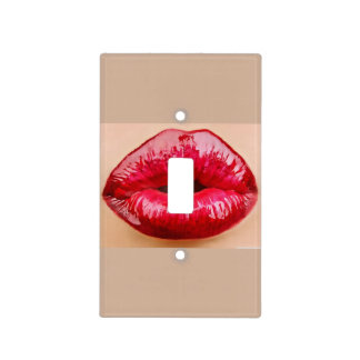 Red lips kiss light switch cover