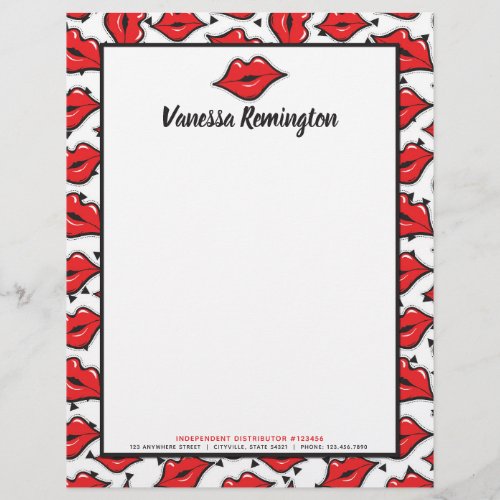 Red Lips Kiss Lipstick  Beauty Distributor Custom Letterhead