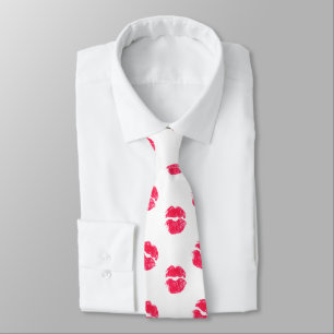 Red Lips Kiss Lipstick Kisses Valentine's Day Neck Tie