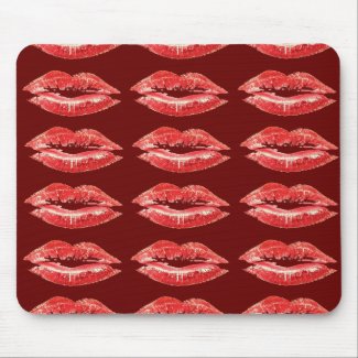 Red Lips Kiss Lipstick Mouse Pad