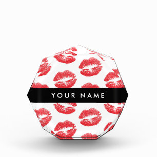 Red Lips, Kiss, Lipstick, Your Name, Personalise Acrylic Award