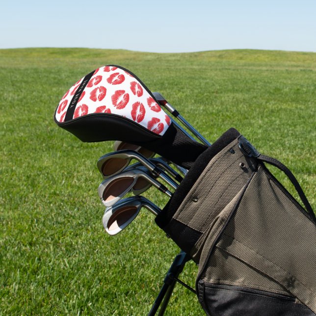 Red Lips, Kiss, Lipstick, Your Name, Personalise Golf Head Cover (In Situ)