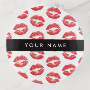 Red Lips, Kiss, Lipstick, Your Name, Personalise Trinket Tray