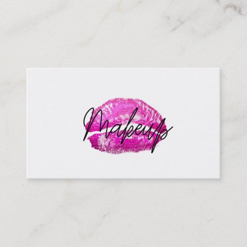 Red Lips Kiss Makeup Beauty Glam Chic White Business Card