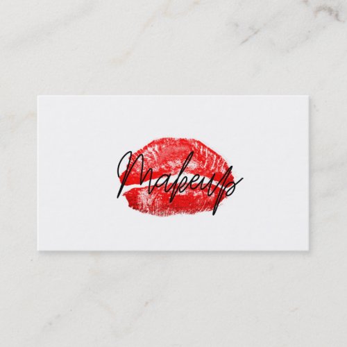 Red Lips Kiss Makeup Beauty Glam Chic White Business Card