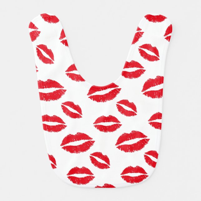 Red Lips Kiss Pattern Cute Bib (Front)