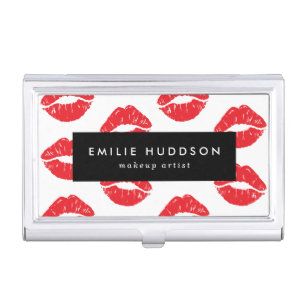 Red Lips, Kiss, Pattern Of Lips, Makeup Artist Business Card Case