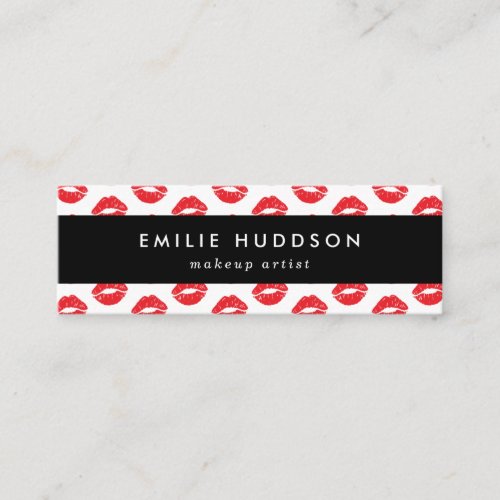 Red Lips Kiss Pattern Of Lips Makeup Artist Mini Business Card