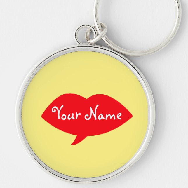 Red Lips Kiss Personalized Keychain (Front)