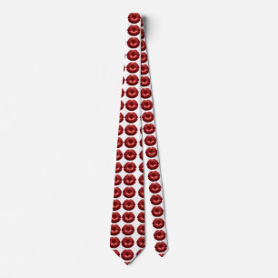 Red Lips Kiss Print Neck Tie