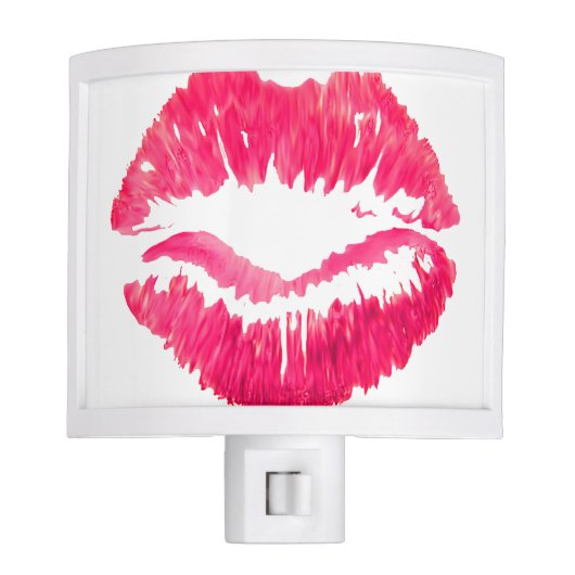 Red Lips Kiss Print Night Light (Front)