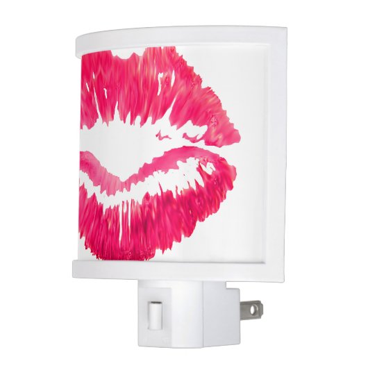 Red Lips Kiss Print Night Light (Left)