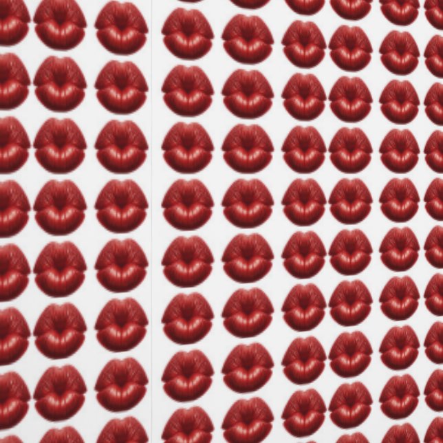 Red Lips Kiss Print Wallpaper (Seam)