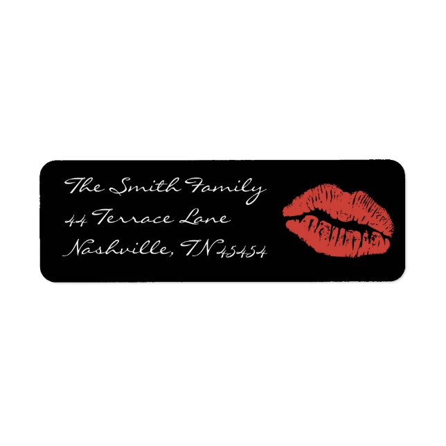 Red Lips Kiss Return Address Labels (Front)