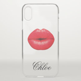 Red Lips Kiss Sexy Name Clear iPhoneX Case