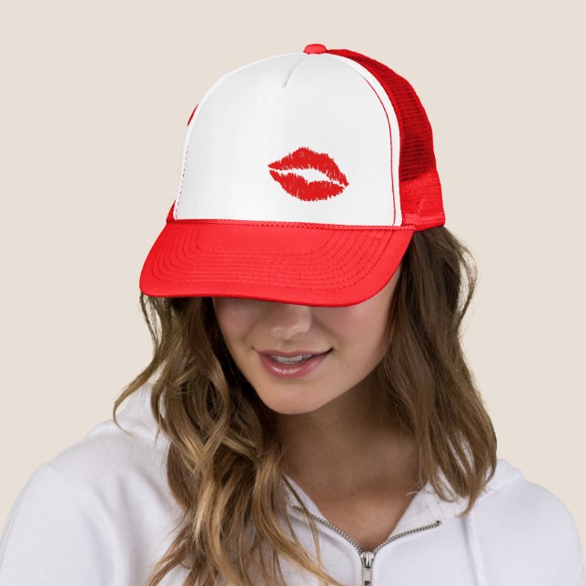 Red Lips Kiss Trucker Hat | Zazzle