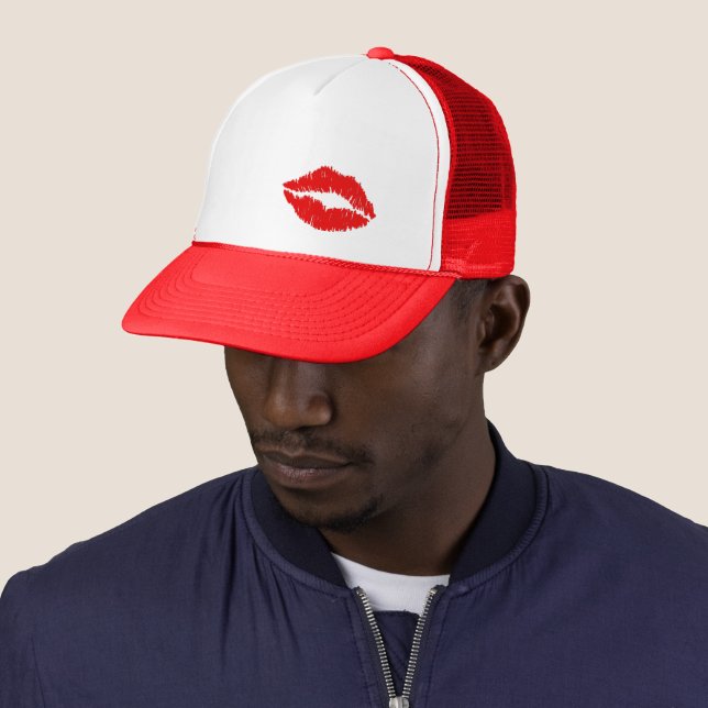 Red Lips Kiss Trucker Hat | Zazzle