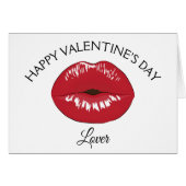 Red Lips Kiss Valentine's Day Card (Front Horizontal)