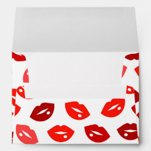 Red lips kiss vector pattern envelope
