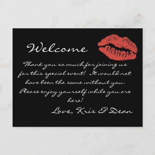 Red Lips Kiss Welcome Bag Note Postcard