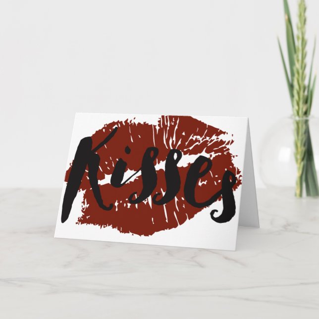Red Lips Kisses Card (Front)
