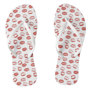 Red Lips Kisses Flip Flops