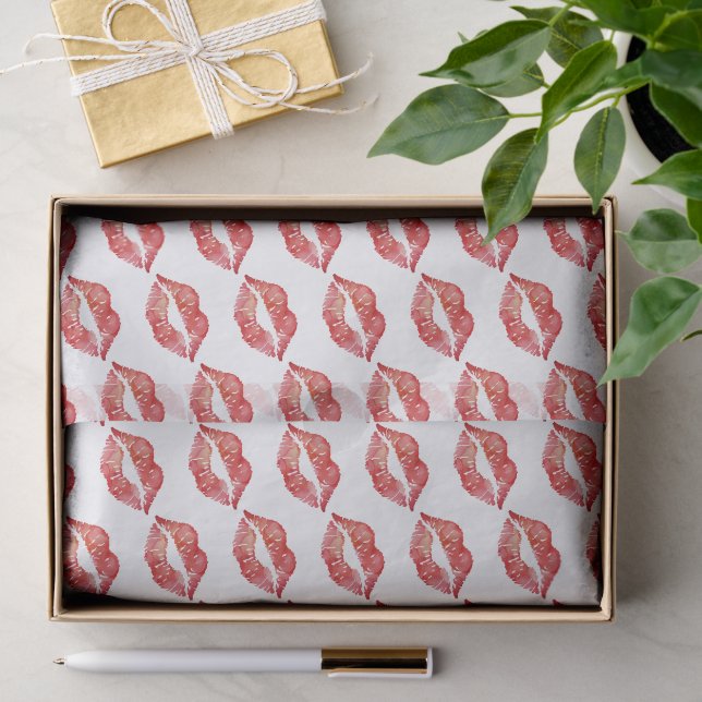 Red Lips Kisses Flirty Love  Tissue Paper (Gift)