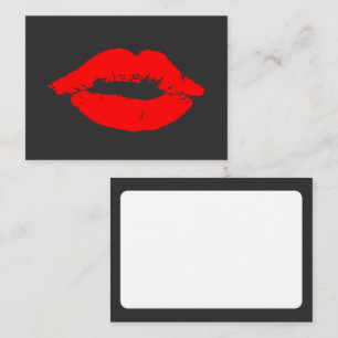 Red Lips Kisses Kiss Charcoal Grey Enclosure Card