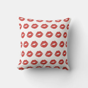 Red Lips Kisses Pillow