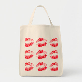 Red Lips Kissing Tote Bag