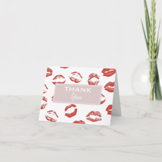 Red Lips Letterpress Thank You Card (Front)