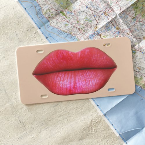 Red Lips License Plate