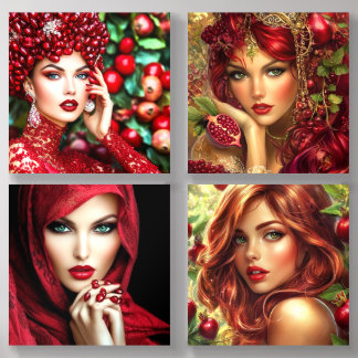 Red Lips, Like Pomegranates Acrylic Photo Tile