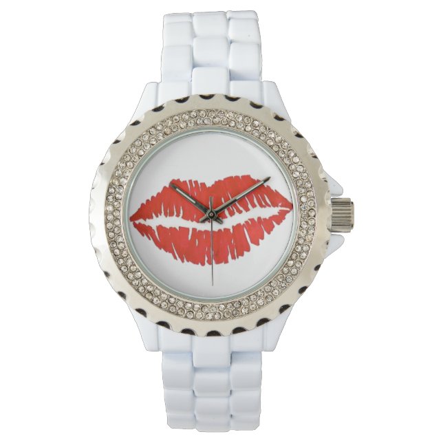 Red Lips Lip Lipstick Kiss Valentine's Day Watch (Front)