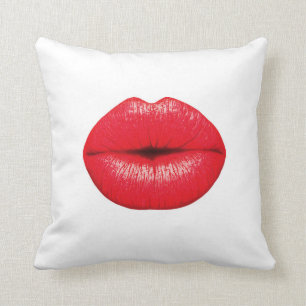 Red Lips lipstick kiss kiss pop art punk Throw Pillow