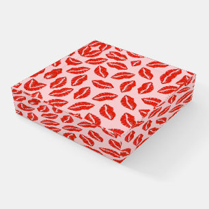 Red Lips Lipstick Kiss Print Valentine's Day Love Paperweight
