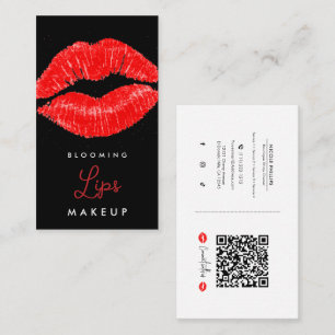 Red Lips Lipstick Lip Stain Makeup Social Media Business Card
