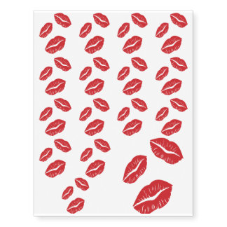 Red Lips Lipstick Love Passion Kiss Kisses Temporary Tattoos
