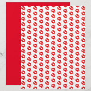 Red Lips Lipstick Pattern Scrapbook Paper