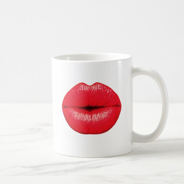 Red Lips lipstick pop art kiss Coffee Mug (Right)