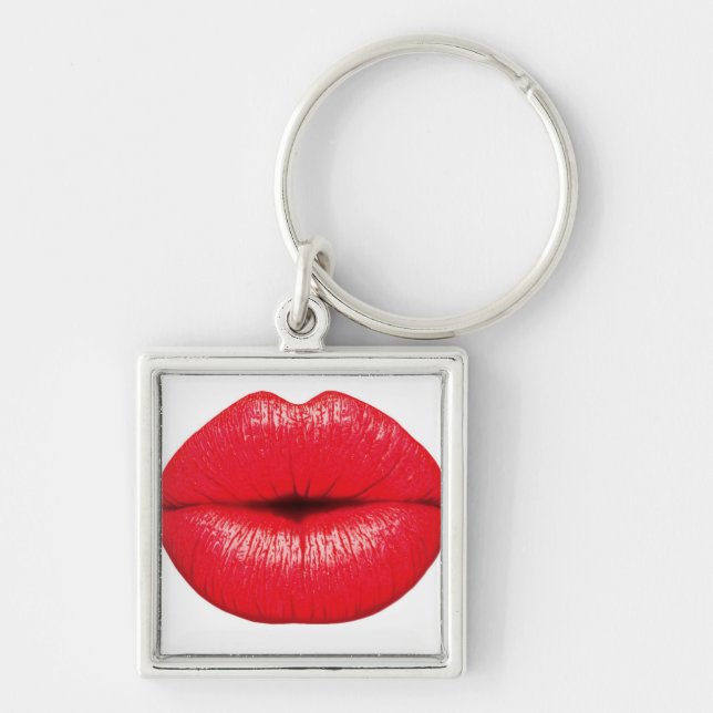 Red Lips lipstick pop art kiss Keychain (Front)